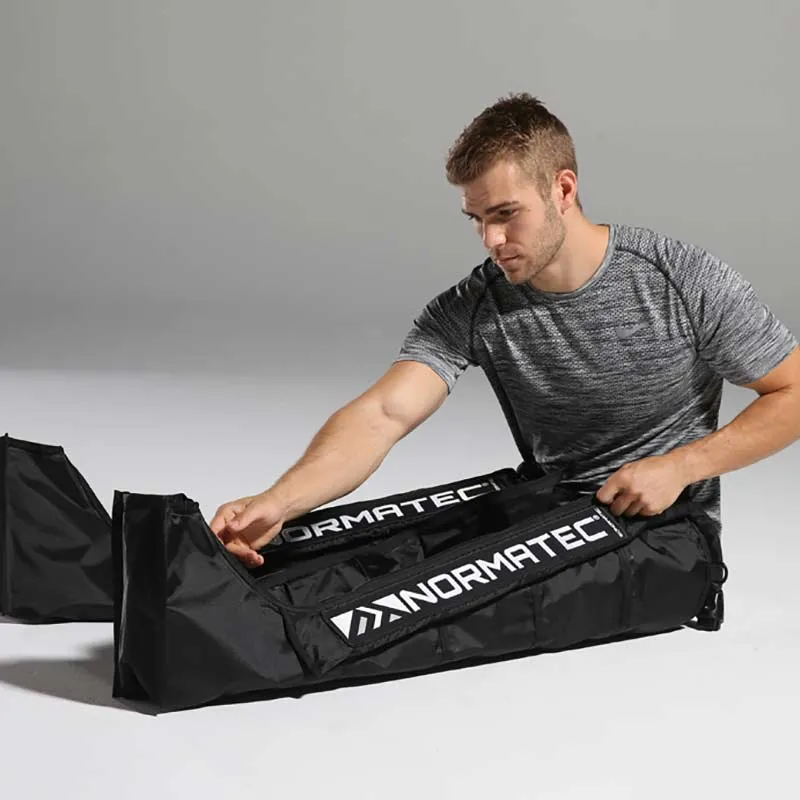 Pneumatic compression sleeves used for post-training recovery at Aligned Health in Laguna Hills