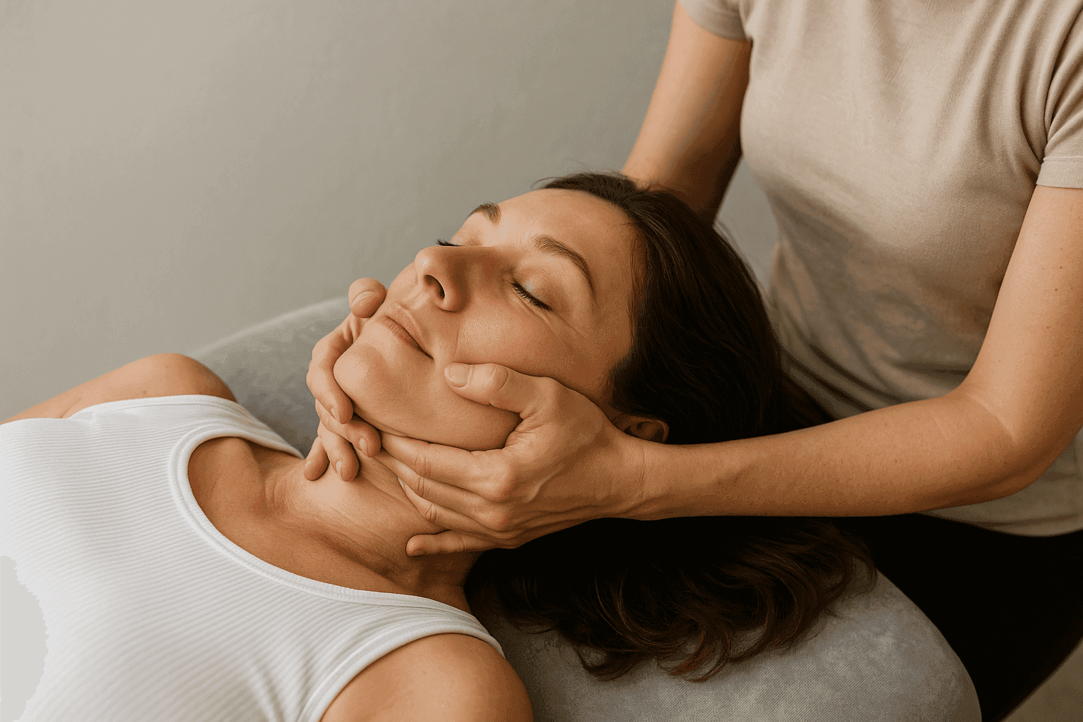 Provider performing myofascial release soft tissue treatment at Aligned Health in Laguna Hills