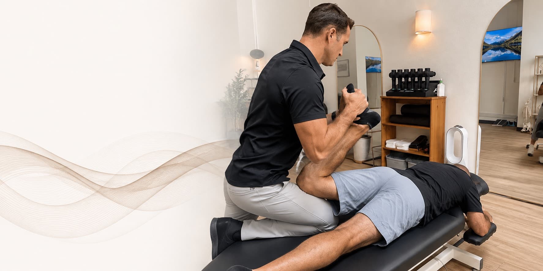 One-on-one assisted stretching session at Aligned Health